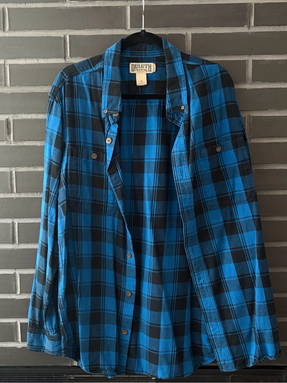 Duluth Trading blue & black flannel